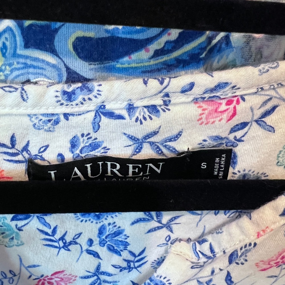 Ralph Lauren 2Pk Summer Nightgowns Blue Paisley Floral Ruffle Size Small - Picture 5 of 12